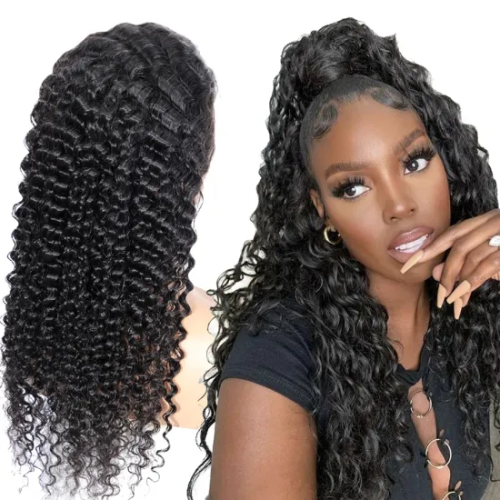 Natrual Black Blonde Highlights Wig Mix Color Deep Wave Curly Pre Plucked HD Transparent Lace Front Raw Virgin Human Hair Wigs