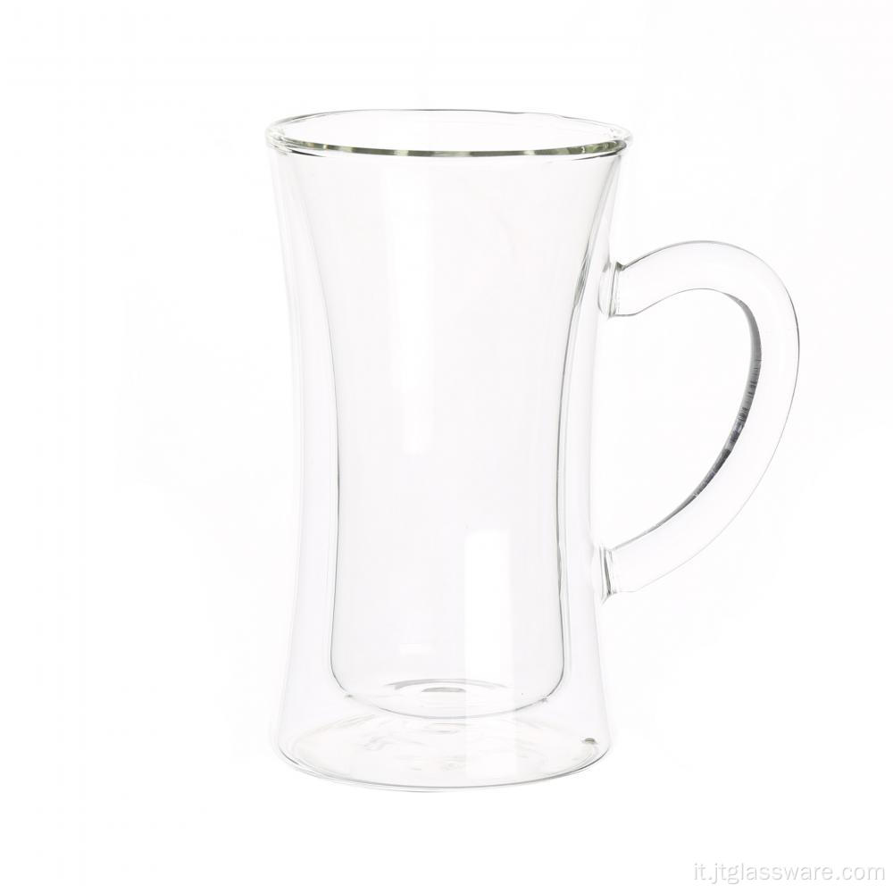 Tazza in vetro personalizzata a doppia parete per tè bianco