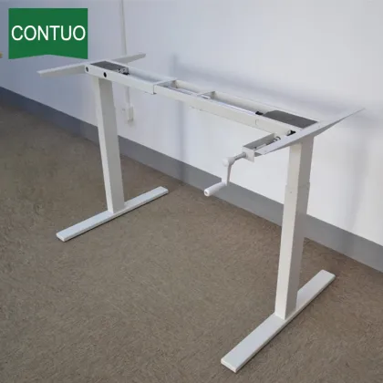 Adjustable Manual Crank Standing Desk With Metal Leg