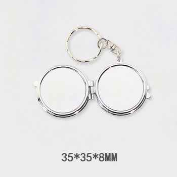 Sublimation Mini Compact Metal Keychain Mirror - Specchio pieghevole a doppia faccia a forma di cuore rotondo a forma di cuore