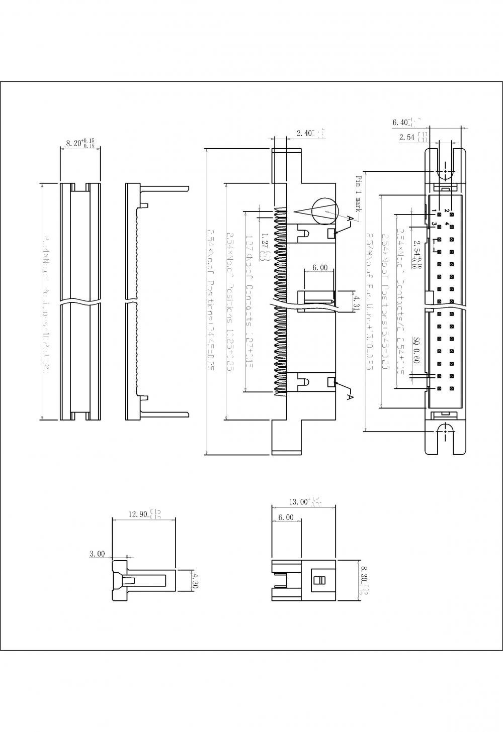 Encabezados de caja montada en cable IDC de 2.54 mm con orejas de montaje