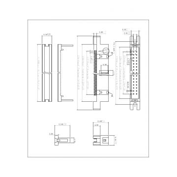 2.54mm IDC Cable Mounted Box Headers With Mounting Ears