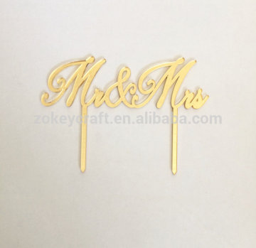 Mr&Mrs acrylic cake topper gold mirror