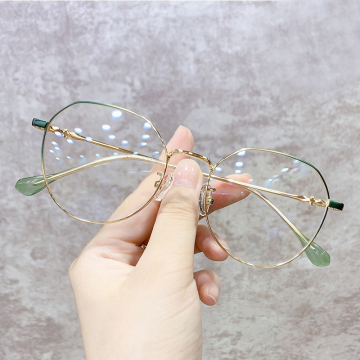 High Quality Metal Large Frame PC Lens Anti Blue Light Eyeglasses for Women