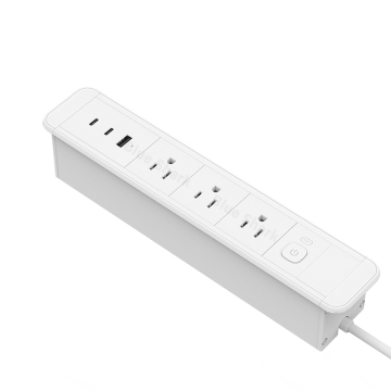 Minimalist Flush Mount Desk Outlet with 3 Outlets & 3 USB Ports