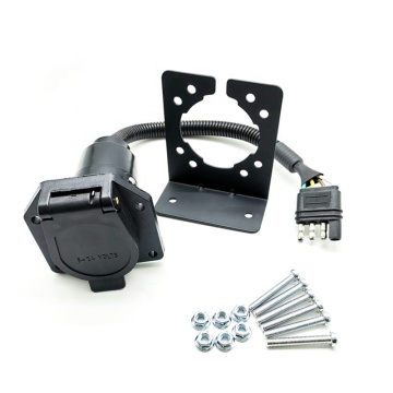 6-24V 4 Pin to 7 Pin Black Flat Blade Trailer Connector Adapter