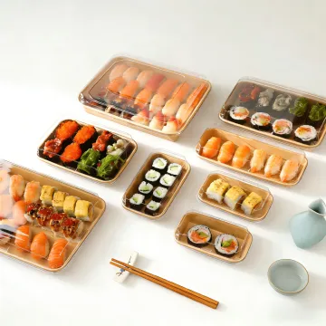 Premium Kraft Paper Sushi Containers with Leak-Proof Lids
