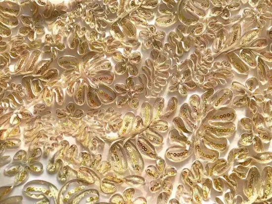 sequin mesh tulle tape embroidery fabric