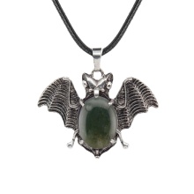 Fancy Jasper 13X18mm Cabs Antique Silver Alloy Antique Silver Alloy Bat Pendant Necklace 45cm Black Cord