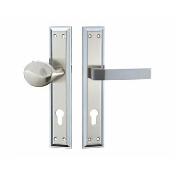 Fine aluminum door handle on plate