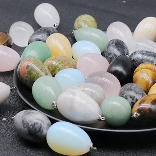 20x30mm Gemstone Healing Crystal Egg Charm Pendant for Jewelry DIY