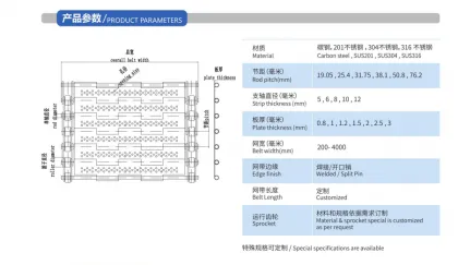 Food Grade Stainless Steel Plate Belt Conveyor Belt with Chains