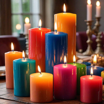 Unscented Christmas home decoration colored pillar candles