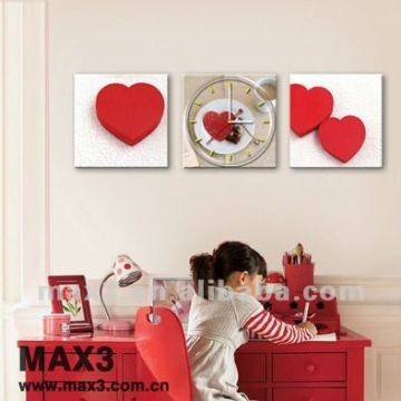 2015 New Design Wall Clock In 3 Piece Poster Wall Clock Wood Clock For Kid Room