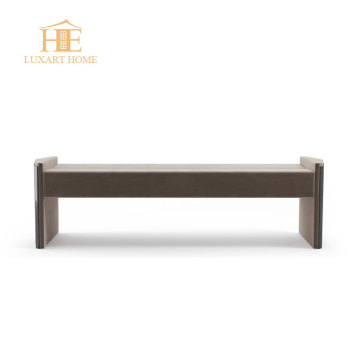 Italian Minimalist Stainless Steel Base Long Bench Ottoman