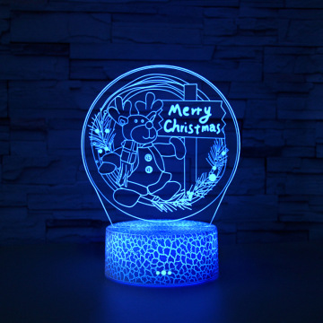 3D Diy Santa Claus Snowman Table Lamp Custom Base Usb Kids Holiday Gift Light Home Decoration Deer Apple 3d Acrylic Night Light