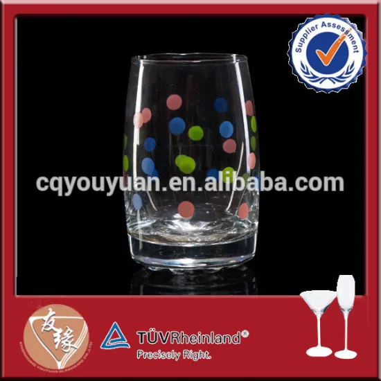 High quality pyrex drinking glass with colorful dots