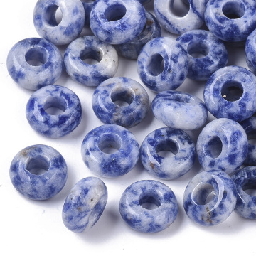 Große Loch Perlen Halskette: Pandahalls 10 -mm -Rondelle Natural Blue Spot Jasper Collection