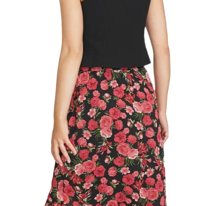 100% Poly Midi Length Floral Stylish Women Skirt