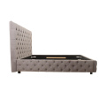 Hot Sale KD Wooden Upholstered Fabric Tufted Bed For Bedroom