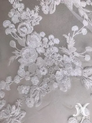 White Floral Mesh Embroidery