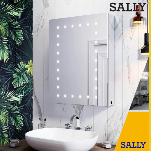 SALLY Armarios con espejo LED de almacenamiento de pared para baño