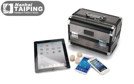 Cosmetic Aluminum Case for storaging makeup tools and jewelry protable box with handle