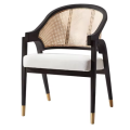 Silla de comedor clásica moderna con respaldo de ratán contemporáneo