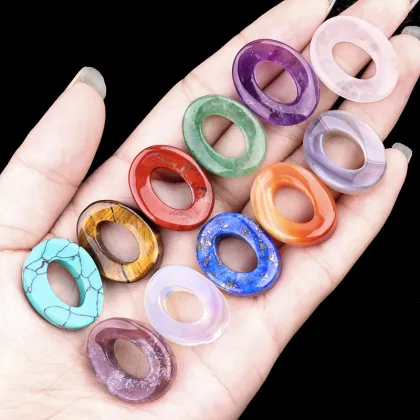 Red Jasper Twist 18x23mm QQ Circle & Hollow Oval Pendant Beads