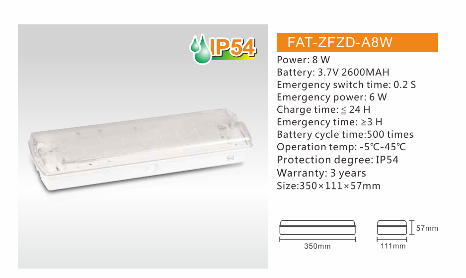 Luz de emergência de antepara montada na superfície IP65