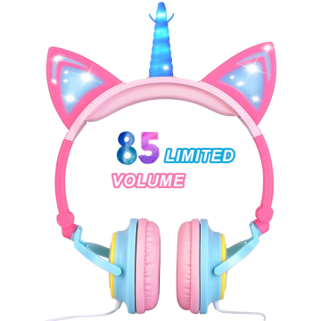 Auriculares plegables ajustables LED con orejas de gato Unicornio resplandecientes