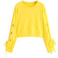 Women's Casual Lace Up Long Sleeve Pullover Top