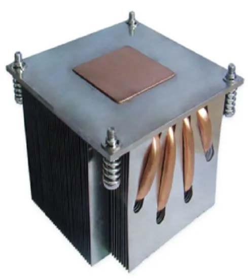 skived aluminum heatsink with copper heatpipe server cooler