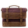 Vintage Leather Canvas Briefcases For Men Work Bag