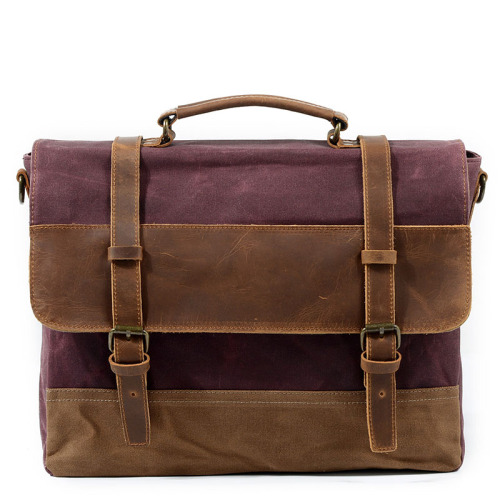 Porte-documents en toile en cuir vintage pour le sac de travail pour hommes