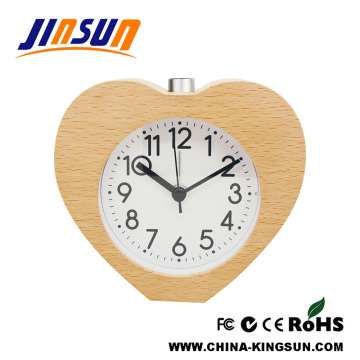 Christmas Gift Heart Shape Natural Wood Alarm Clock
