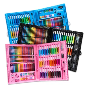 150PCS Art Set: Drawing & Painting Kit with Watercolor Pens, Brushes, Rulers, Scissors, and More for Kids