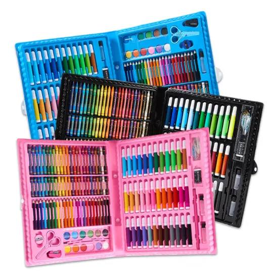 150PCS Art Set: Drawing & Painting Kit with Watercolor Pens, Brushes, Rulers, Scissors, and More for Kids