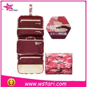 New Style Foldable Cute Dot Cosmetic Pouch For Travel Hanging Toiletry Bag
