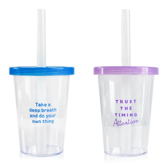 Reusable Clear Tabletop Iced Coffee and Water Mug with Lid and Straw - Spill-Proof Water Cups