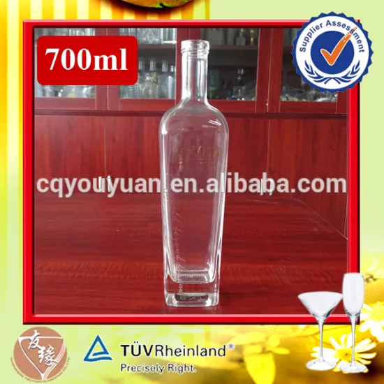 China custom made fine white glass 70cl spirit bottle cork whisky bottles