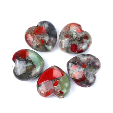 African Bloodstone 30MM Love Heart Gemstone for Home Decoration Handmade Craved
