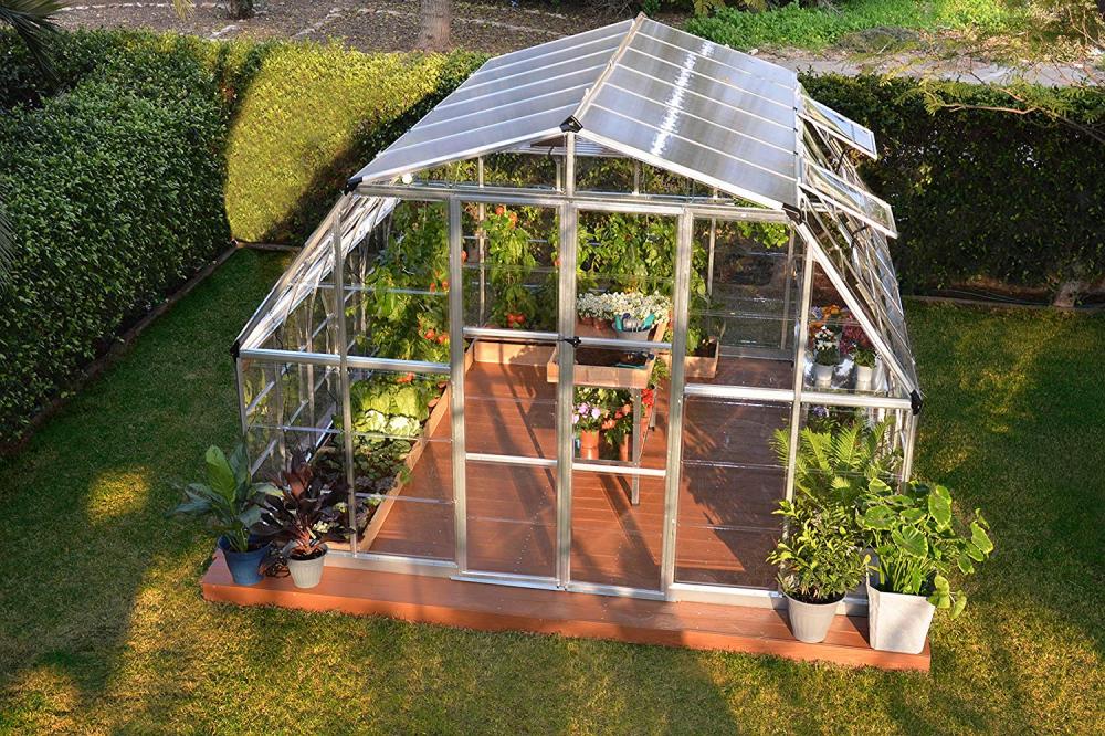 Aluminum frame greenhouse with pc roof glass garden