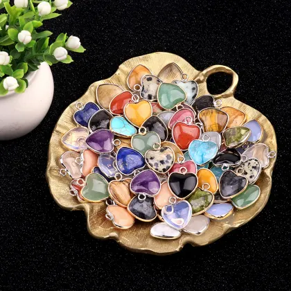 Yellow Jade Love Heart Charms Pendant for Making Jewelry