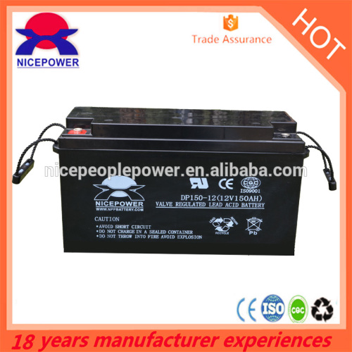 NICE POWER brand valve regulated lead acid battery 12v 150ah battery factory