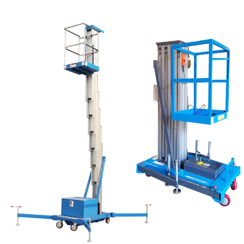 Electric Hydraulic Double Mast Aluminum Lift for Single Person Aerial Work Platform