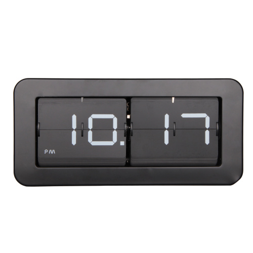 Metal Round Side Box Flip Table Clock