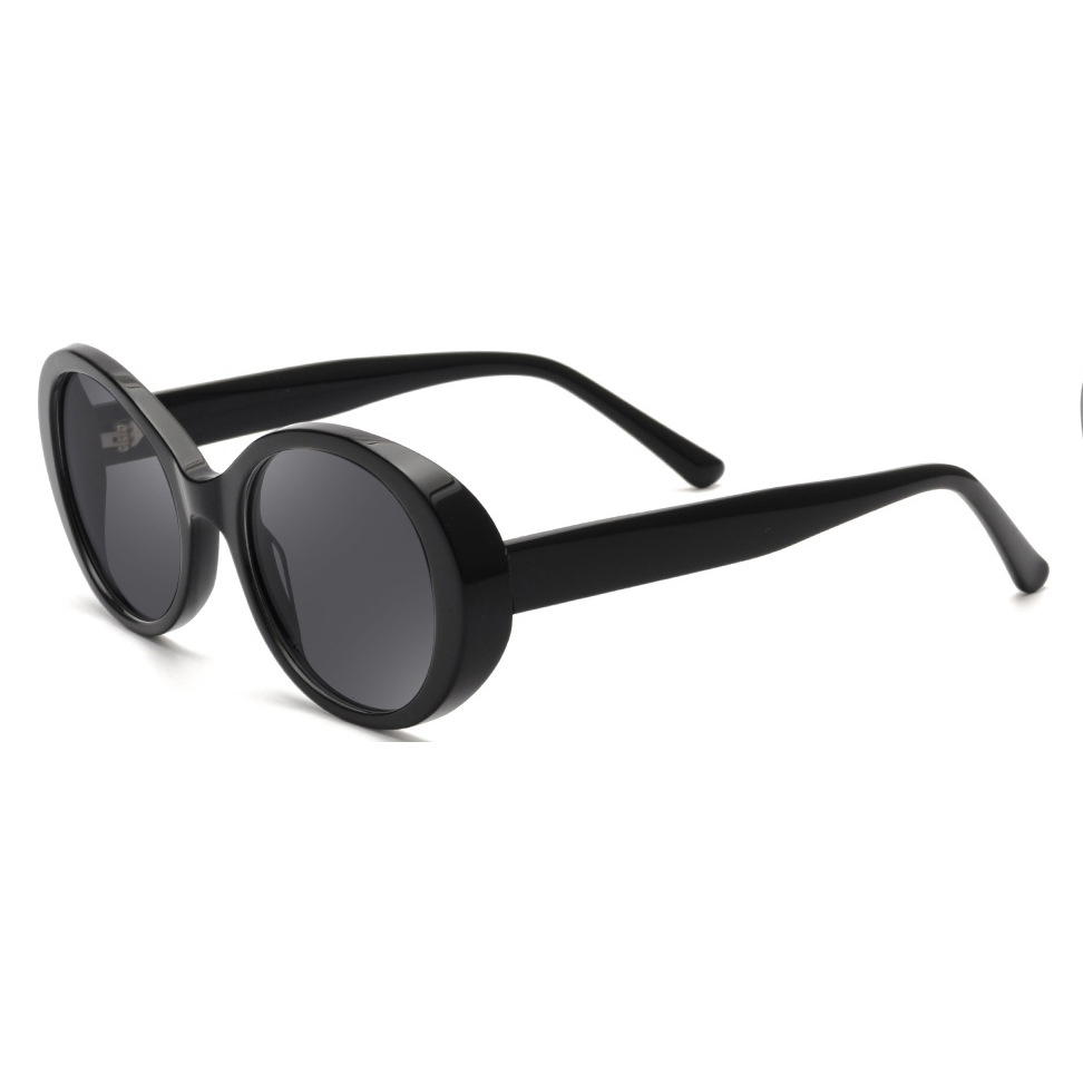 Black Round UV400 Acetate Sunglasses