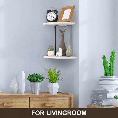 2-Tier Wall Mounted Floating Corner Storage Shelf