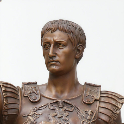Bronze Augustus Statue with Propaganda Armor Reliefs